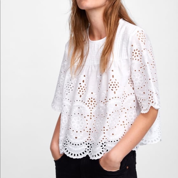 Zara Tops - Cutwork embroidery top